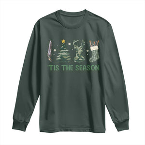 Christmas Hunting Long Sleeve Shirt Tis The Season Hunting Camo Hunter TS09 Dark Forest Green Print Your Wear