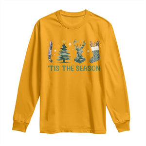 Christmas Hunting Long Sleeve Shirt Tis The Season Hunting Camo Hunter TS09 Gold Print Your Wear