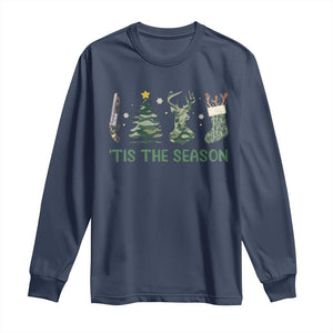 Christmas Hunting Long Sleeve Shirt Tis The Season Hunting Camo Hunter TS09 Navy Print Your Wear