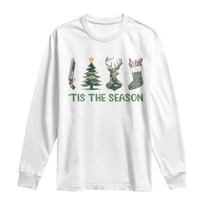 Christmas Hunting Long Sleeve Shirt Tis The Season Hunting Camo Hunter TS09 White Print Your Wear