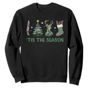 Christmas Hunting Sweatshirt Tis The Season Hunting Camo Hunter TS09 Black Print Your Wear