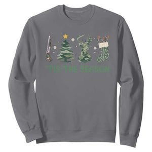 Christmas Hunting Sweatshirt Tis The Season Hunting Camo Hunter TS09 Charcoal Print Your Wear