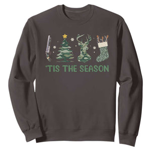 Christmas Hunting Sweatshirt Tis The Season Hunting Camo Hunter TS09 Dark Chocolate Print Your Wear