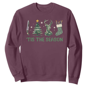 Christmas Hunting Sweatshirt Tis The Season Hunting Camo Hunter TS09 Maroon Print Your Wear