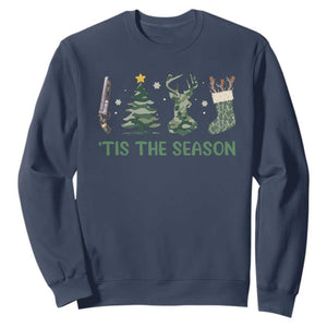 Christmas Hunting Sweatshirt Tis The Season Hunting Camo Hunter TS09 Navy Print Your Wear