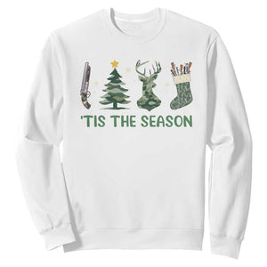 Christmas Hunting Sweatshirt Tis The Season Hunting Camo Hunter TS09 White Print Your Wear