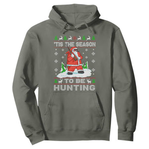 Christmas Hunting Hoodie Tis The Season To Be Hunting Santa Hunter TS09 Military Green Print Your Wear