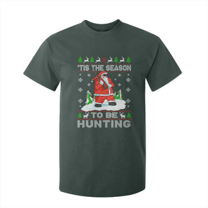 Christmas Hunting T Shirt For Kid Tis The Season To Be Hunting Santa Hunter TS09 Dark Forest Green Print Your Wear