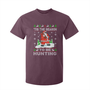 Christmas Hunting T Shirt For Kid Tis The Season To Be Hunting Santa Hunter TS09 Maroon Print Your Wear