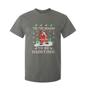 Christmas Hunting T Shirt For Kid Tis The Season To Be Hunting Santa Hunter TS09 Military Green Print Your Wear