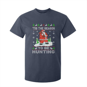 Christmas Hunting T Shirt For Kid Tis The Season To Be Hunting Santa Hunter TS09 Navy Print Your Wear