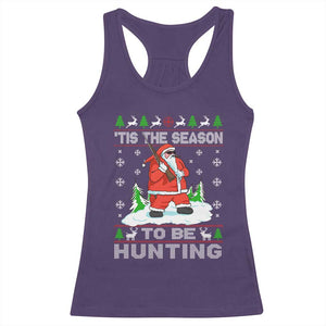 Christmas Hunting Racerback Tank Top Tis The Season To Be Hunting Santa Hunter TS09 Purple Print Your Wear