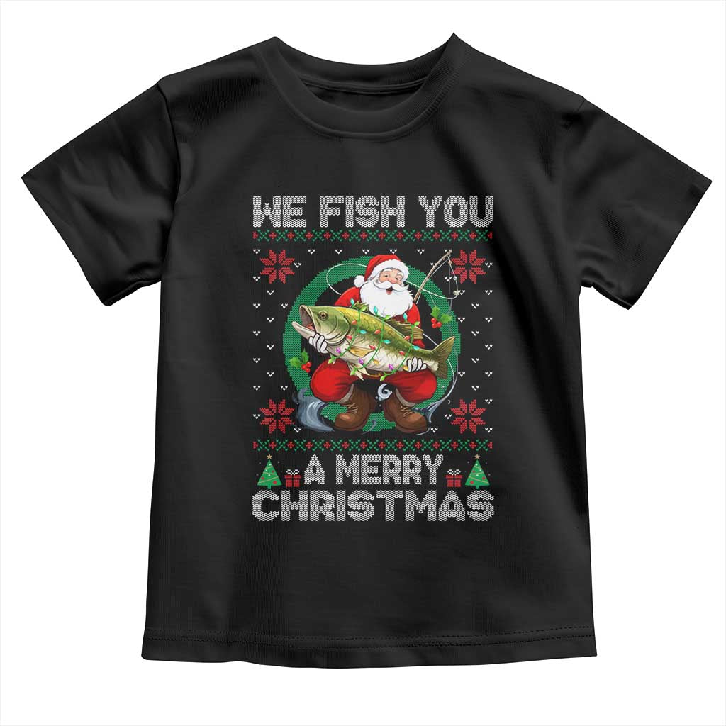 Xmas Fishing Baby Shirt We Fish You A Merry Christmas Santa Fisherman TS09 Black Print Your Wear