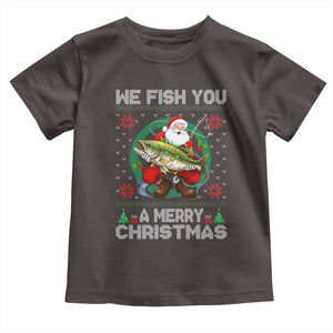 Xmas Fishing Baby Shirt We Fish You A Merry Christmas Santa Fisherman TS09 Dark Chocolate Print Your Wear