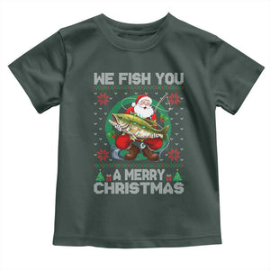 Xmas Fishing Baby Shirt We Fish You A Merry Christmas Santa Fisherman TS09 Dark Forest Green Print Your Wear