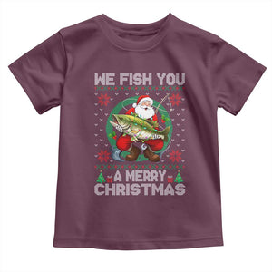 Xmas Fishing Baby Shirt We Fish You A Merry Christmas Santa Fisherman TS09 Maroon Print Your Wear