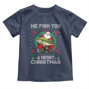 Xmas Fishing Baby Shirt We Fish You A Merry Christmas Santa Fisherman TS09 Navy Print Your Wear