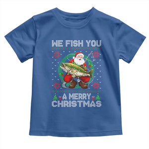 Xmas Fishing Baby Shirt We Fish You A Merry Christmas Santa Fisherman TS09 Royal Blue Print Your Wear