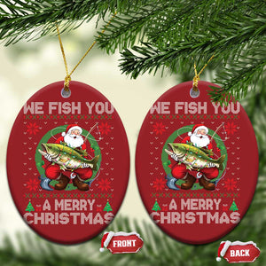 Xmas Fishing Christmas Ornament We Fish You A Merry Christmas Santa Fisherman TS09 Oval Red Print Your Wear