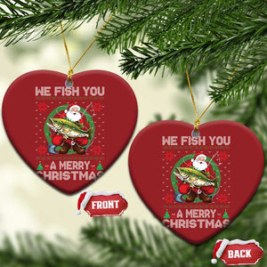 Xmas Fishing Christmas Ornament We Fish You A Merry Christmas Santa Fisherman TS09 Heart Red Print Your Wear