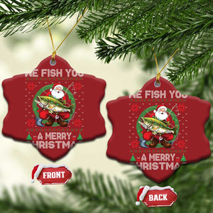 Xmas Fishing Christmas Ornament We Fish You A Merry Christmas Santa Fisherman TS09 Snow Flake Red Print Your Wear