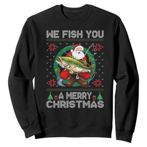 Xmas Fishing Sweatshirt We Fish You A Merry Christmas Santa Fisherman TS09 Black Print Your Wear