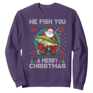 Xmas Fishing Sweatshirt We Fish You A Merry Christmas Santa Fisherman TS09 Purple Print Your Wear