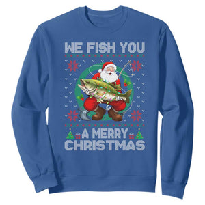 Xmas Fishing Sweatshirt We Fish You A Merry Christmas Santa Fisherman TS09 Royal Blue Print Your Wear