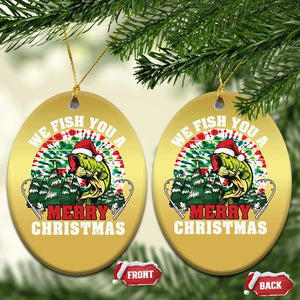 Xmas Fishing Christmas Ornament We Fish You A Merry Christmas Santa Hat TS09 Oval Gold Print Your Wear