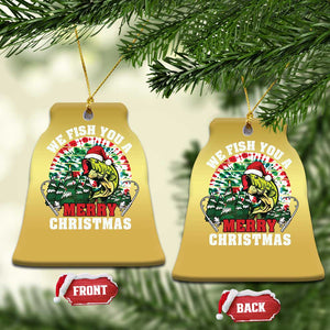 Xmas Fishing Christmas Ornament We Fish You A Merry Christmas Santa Hat TS09 Bell Flake Gold Print Your Wear