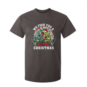 Xmas Fishing T Shirt For Kid We Fish You A Merry Christmas Santa Hat TS09 Dark Chocolate Print Your Wear