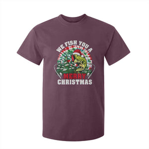 Xmas Fishing T Shirt For Kid We Fish You A Merry Christmas Santa Hat TS09 Maroon Print Your Wear