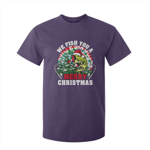 Xmas Fishing T Shirt For Kid We Fish You A Merry Christmas Santa Hat TS09 Purple Print Your Wear