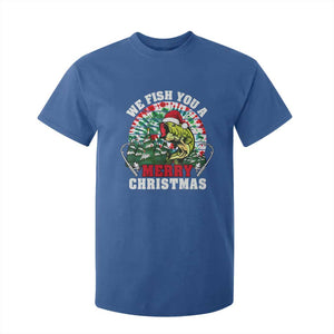 Xmas Fishing T Shirt For Kid We Fish You A Merry Christmas Santa Hat TS09 Royal Blue Print Your Wear