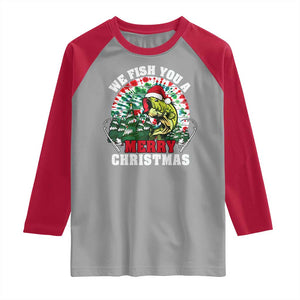 Xmas Fishing Raglan Shirt We Fish You A Merry Christmas Santa Hat TS09 Sport Gray Red Print Your Wear