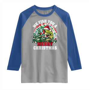 Xmas Fishing Raglan Shirt We Fish You A Merry Christmas Santa Hat TS09 Sport Gray Royal Print Your Wear