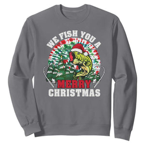 Xmas Fishing Sweatshirt We Fish You A Merry Christmas Santa Hat TS09 Charcoal Print Your Wear