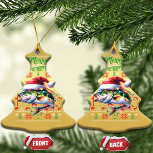 Xmas Fishing Christmas Ornament Merry Fishmas Fisherman Santa Hat Fish TS09 Christmas Tree Gold Print Your Wear