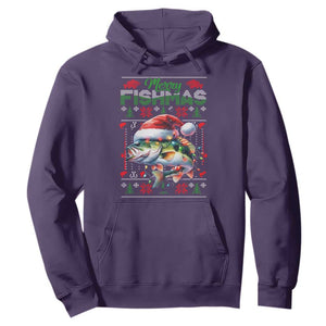 Christmas Fishing Hoodie Merry Fishmas Fisherman Santa Hat Fish TS09 Purple Print Your Wear