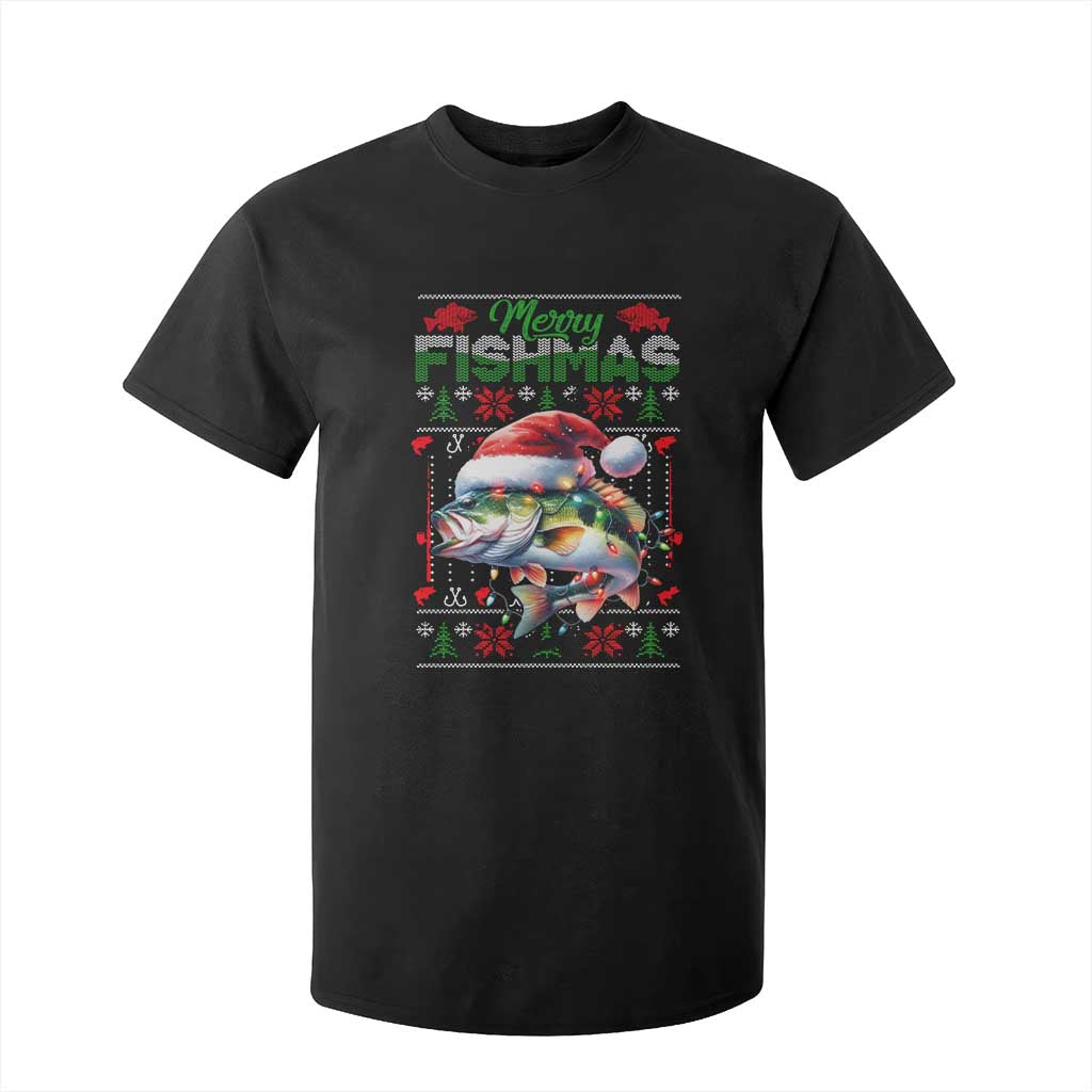 Christmas Fishing T Shirt For Kid Merry Fishmas Fisherman Santa Hat Fish TS09 Black Print Your Wear