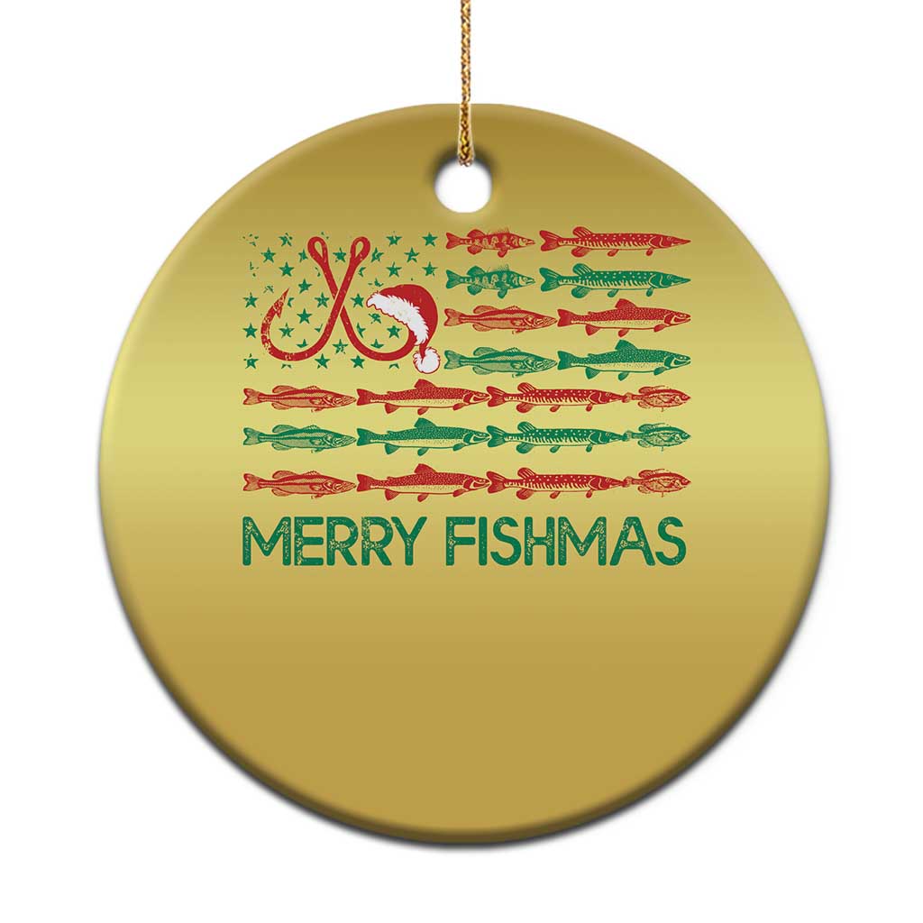 Xmas Fishing Christmas Ornament Merry Fishmas Fisherman American Flag TS09 Print Your Wear