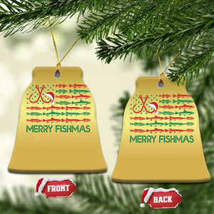 Xmas Fishing Christmas Ornament Merry Fishmas Fisherman American Flag TS09 Bell Flake Gold Print Your Wear