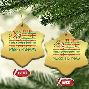 Xmas Fishing Christmas Ornament Merry Fishmas Fisherman American Flag TS09 Snow Flake Gold Print Your Wear