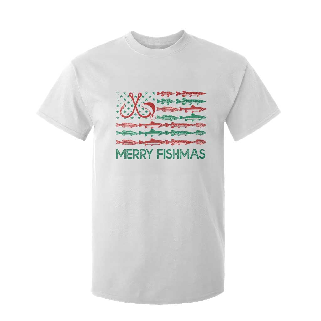 Christmas Fishing T Shirt For Kid Merry Fishmas Fisherman American Flag TS09 White Print Your Wear