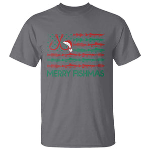 Christmas Fishing T Shirt Merry Fishmas Fisherman American Flag TS09 Charcoal Print Your Wear