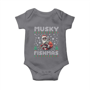 Christmas Muskie Fishing Baby Onesie Musky Fishmas Fisherman TS09 Charcoal Print Your Wear