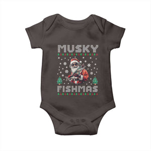 Christmas Muskie Fishing Baby Onesie Musky Fishmas Fisherman TS09 Dark Chocolate Print Your Wear