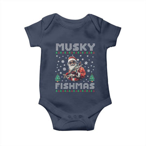 Christmas Muskie Fishing Baby Onesie Musky Fishmas Fisherman TS09 Navy Print Your Wear