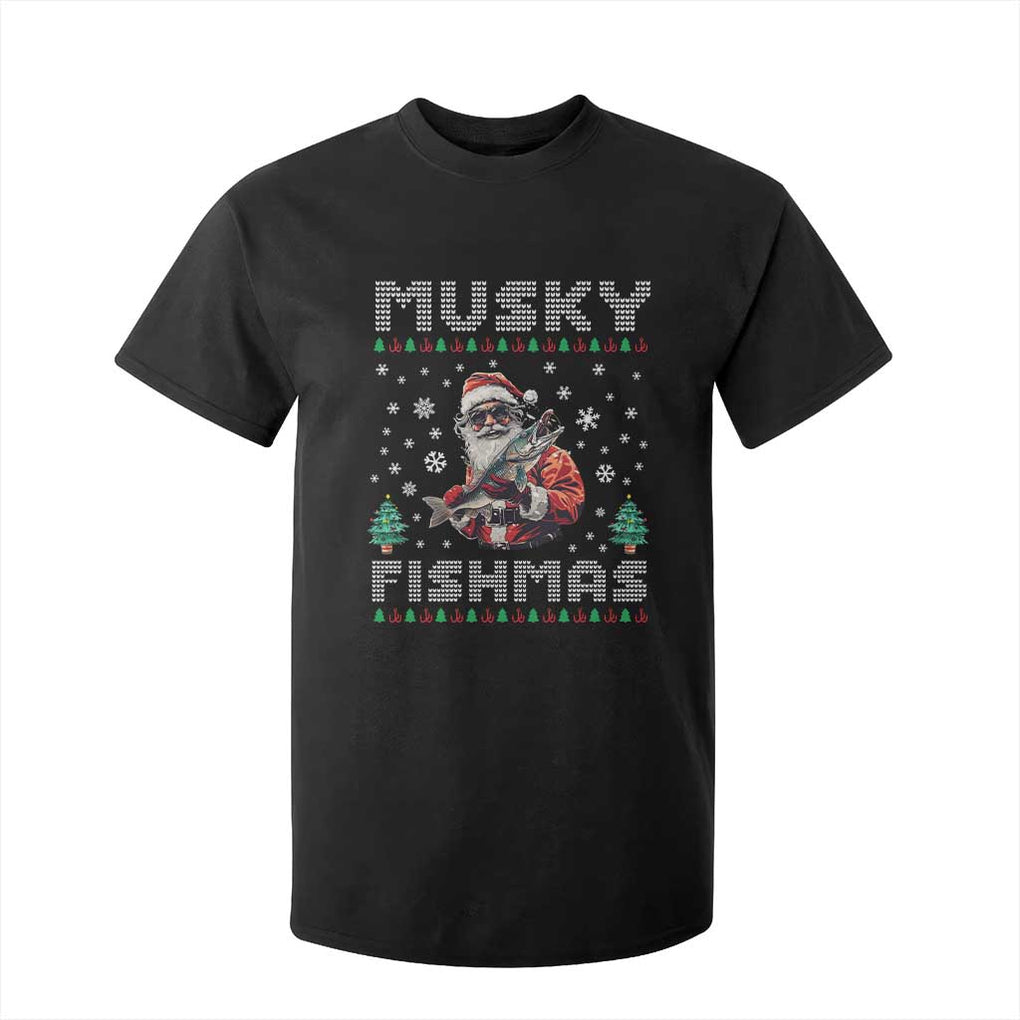 Christmas Muskie Fishing T Shirt For Kid Musky Fishmas Fisherman TS09 Black Print Your Wear