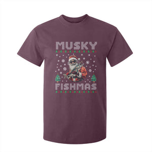 Christmas Muskie Fishing T Shirt For Kid Musky Fishmas Fisherman TS09 Maroon Print Your Wear